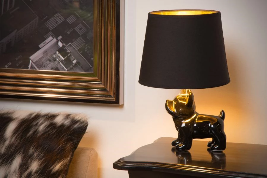 Lucide EXTRAVAGANZA SIR WINSTON - Lampe de table - 1xE14 - Noir - ambiance 1